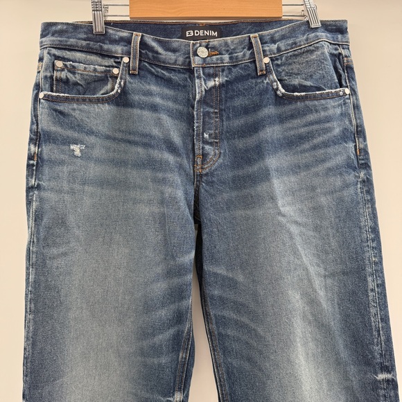 EB Denim High-Rise Straight-Leg Medium Wash Lightly Distressed Jeans Sz 29 - Picture 4 of 14